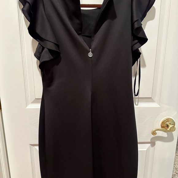 Tommy Hilfiger Black Ruffle Sleeve Sheath Dress Size 12 - Picture 3 of 5